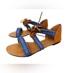 Charles Albert Blue Pink front lace Sandals Size 9